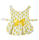 KUTKUT Fresh Pineapple Print Soft Comfortable Cotton Dress for Shih Tzu, Yorkie, Pug etc. Beautiful Cute Back not Strap Princess Skirt for Small Dogs (Yellow) - kutkutstyle